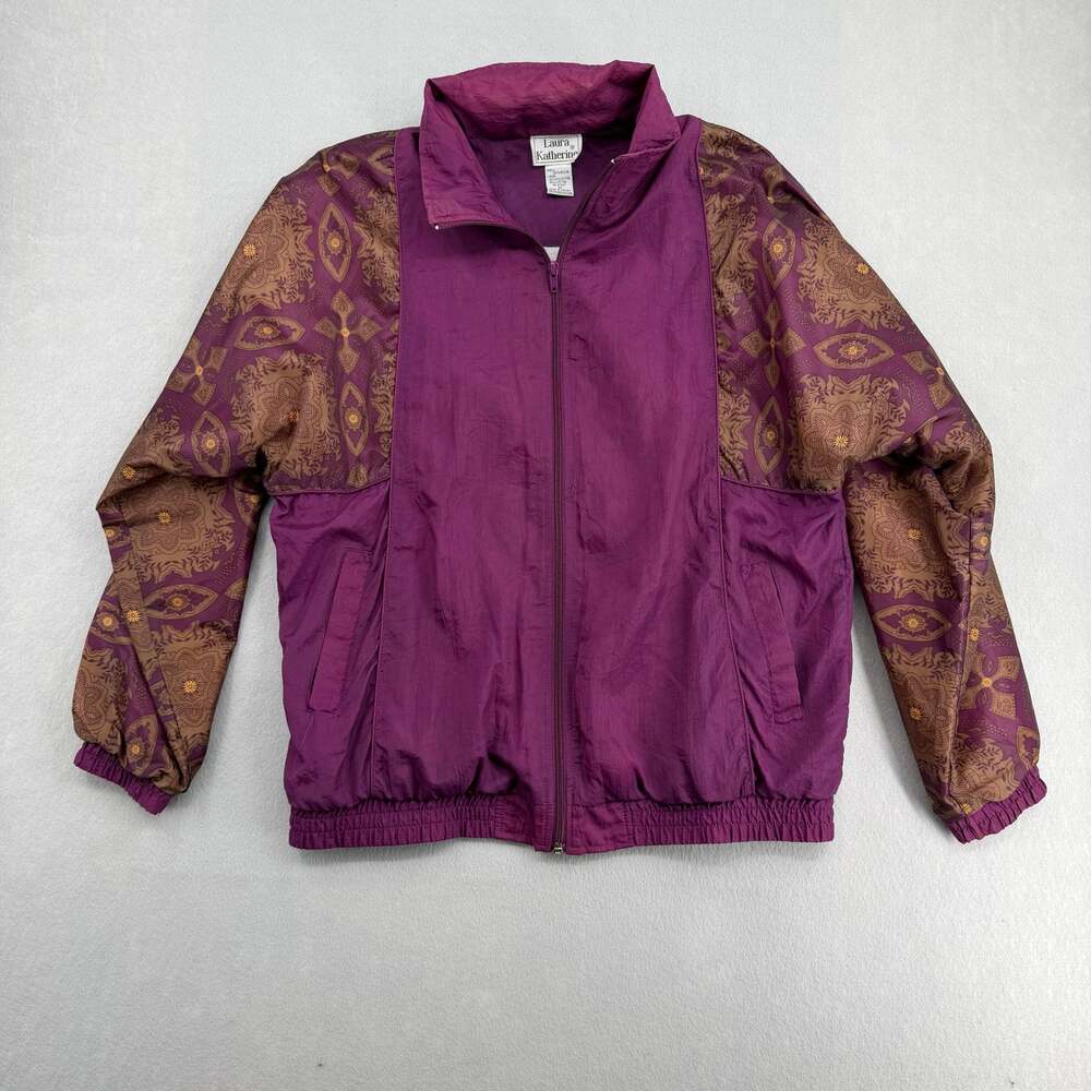 Vintage Laura Katherine Purple Paisley Windbreaker Jacket Size M
